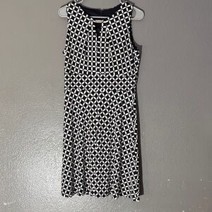 Chetta B Black and White Patterned Midi Dress